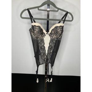 Victoria's Secret Bodysuit With Suspenders 36B Black Cream